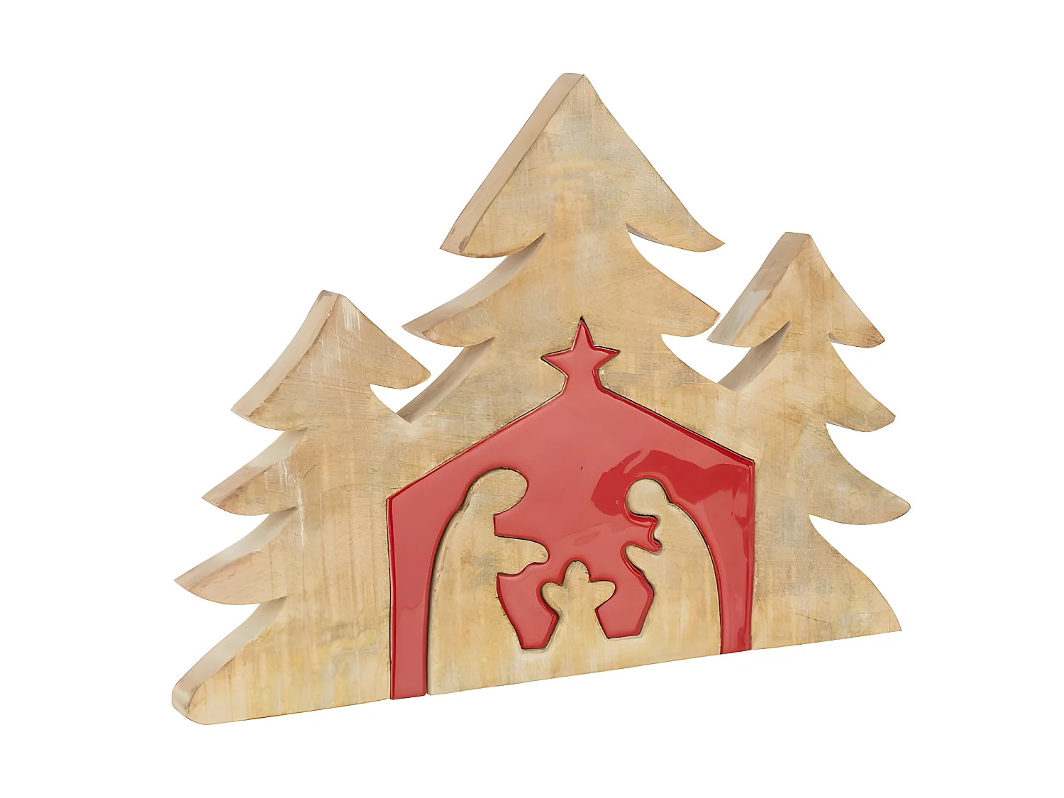 Puzzle de cuna de madera de mango rojo de 55x4x40cm