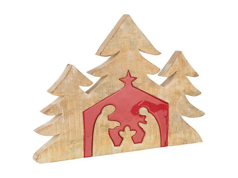 Puzzle de cuna de madera de mango rojo de 55x4x40cm