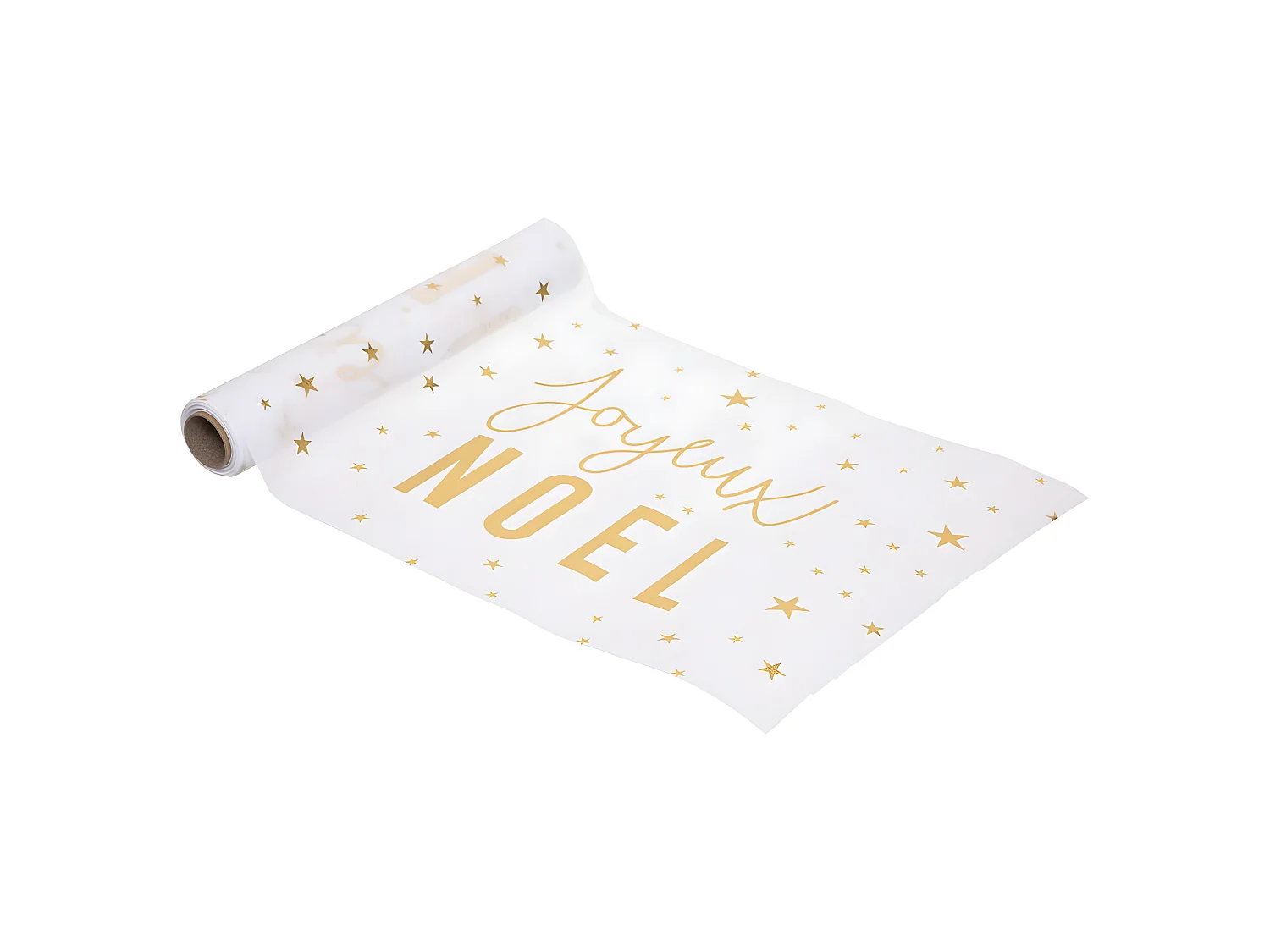 Chemin de Table Noël "La Maison" 28x500cm Blanc & Or