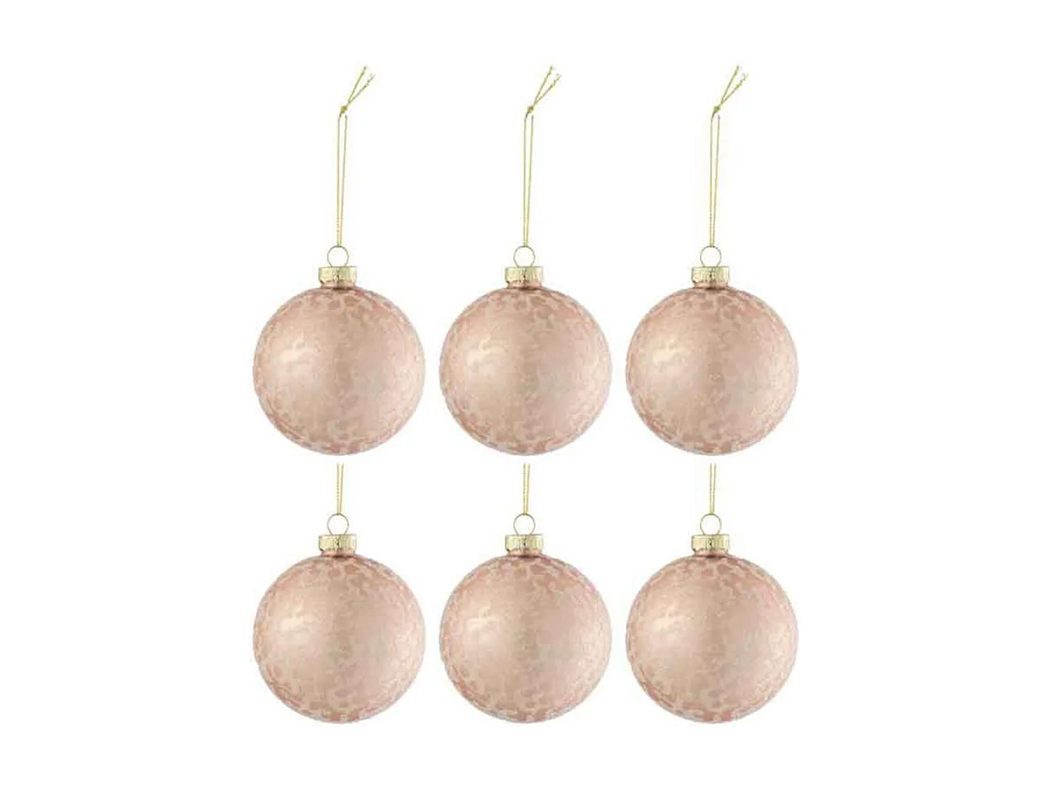 Lot de 6 Boules de Noël "Givré Mat" 8cm Rose Clair