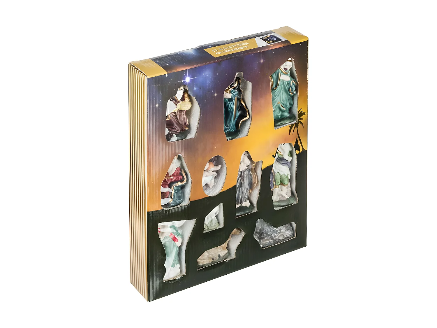 Lot de 11 Santons "Crèche" 9cm Multicolore