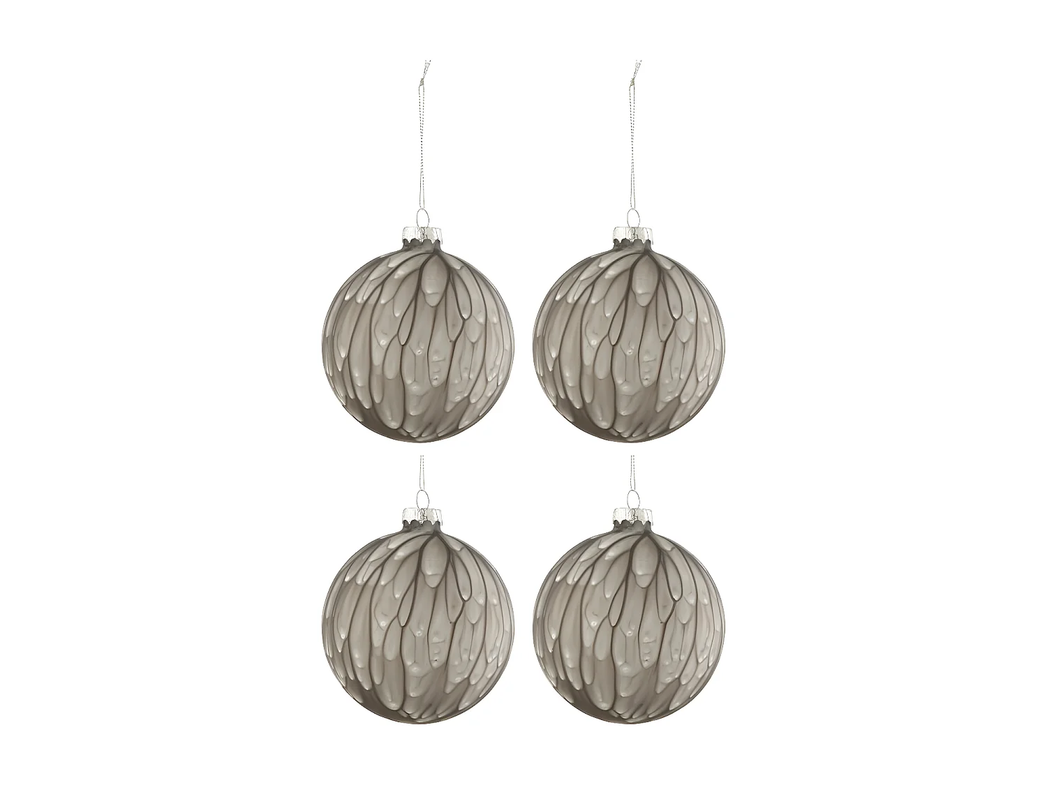 Lot de 4 Boules de Noël "Tâche Mat" 10cm Gris