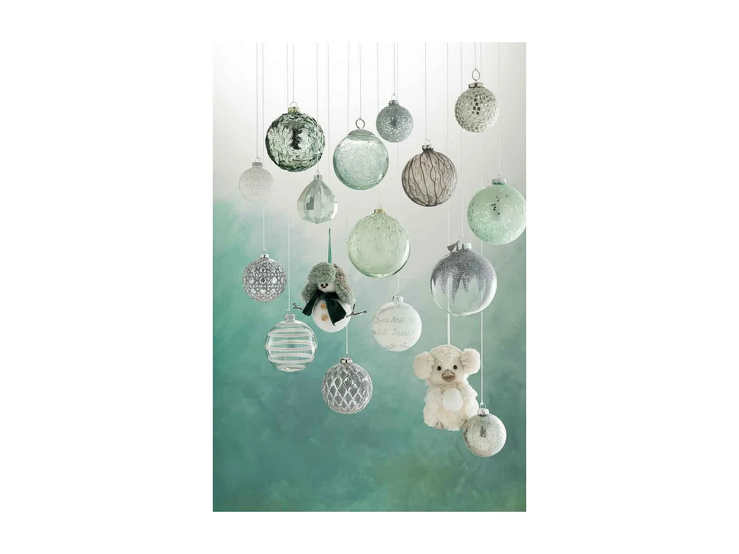 Lot de 4 Boules de Noël "Tâche Mat" 10cm Gris