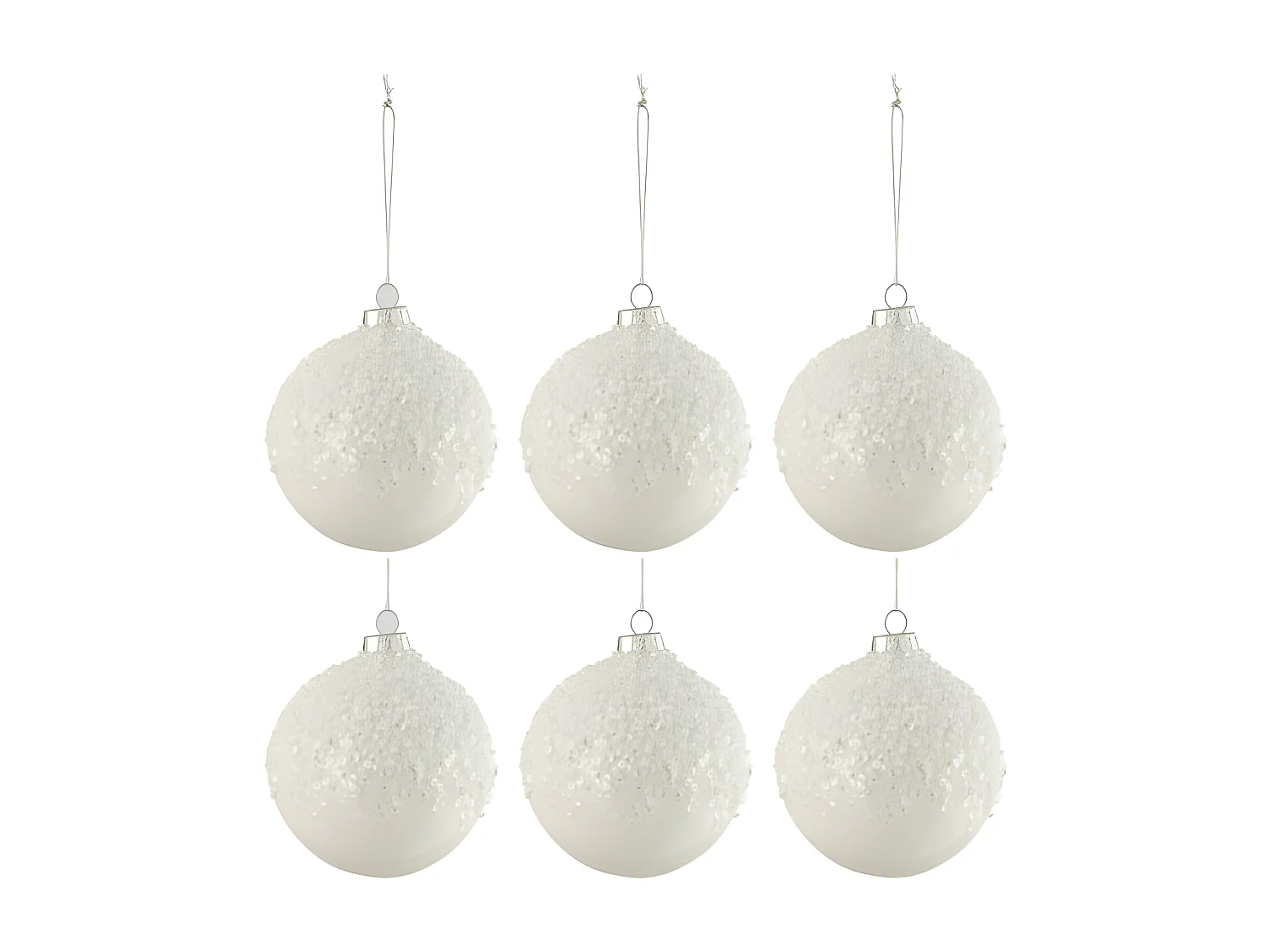 Lot de 6 Boules de Noël "Givre Brillant" 8cm Blanc