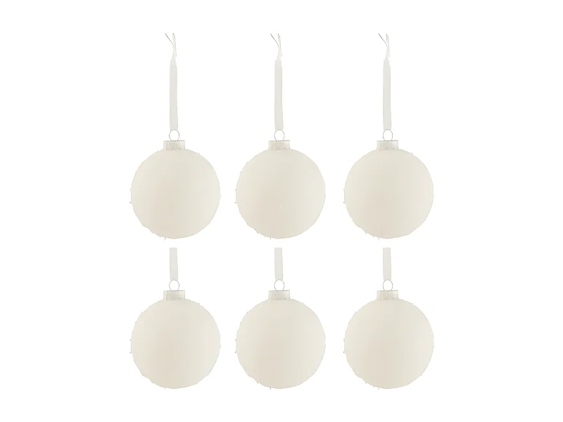 Scatola di 6 palline di Natale in vetro bianco 8x8x8 cm