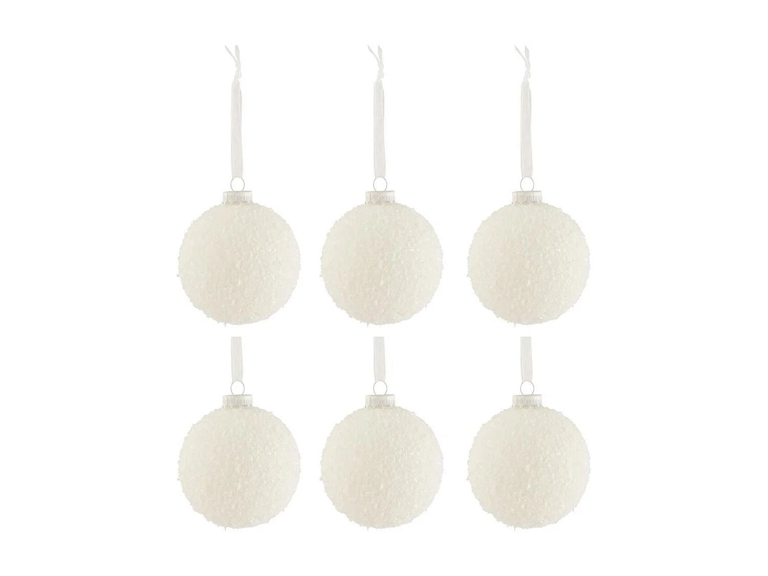 Scatola di 6 palline di Natale in vetro bianco 8x8x8 cm
