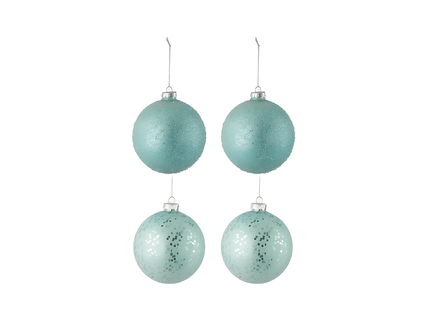 Boite de 4 boules de Noël en verre vert menthe 10x10x10 cm