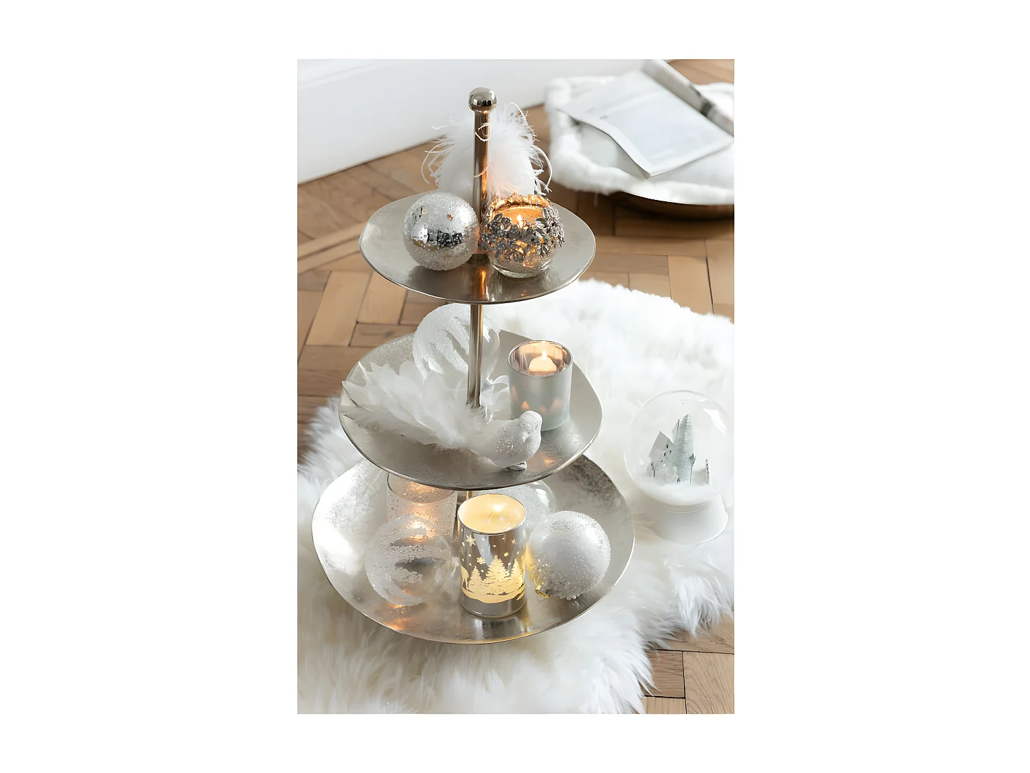 Caja de 4 bolas de Navidad de vidrio transparente de 10x10x10 cm