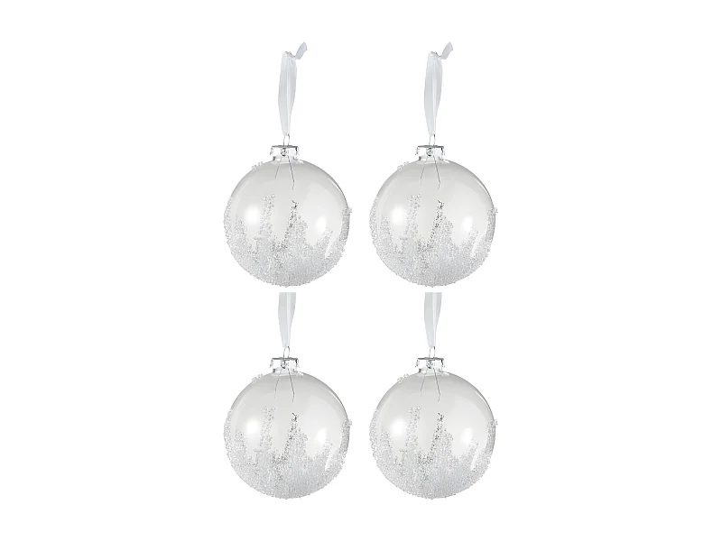 Lot de 4 Boules de Noël "Sucre" 10cm Transparent