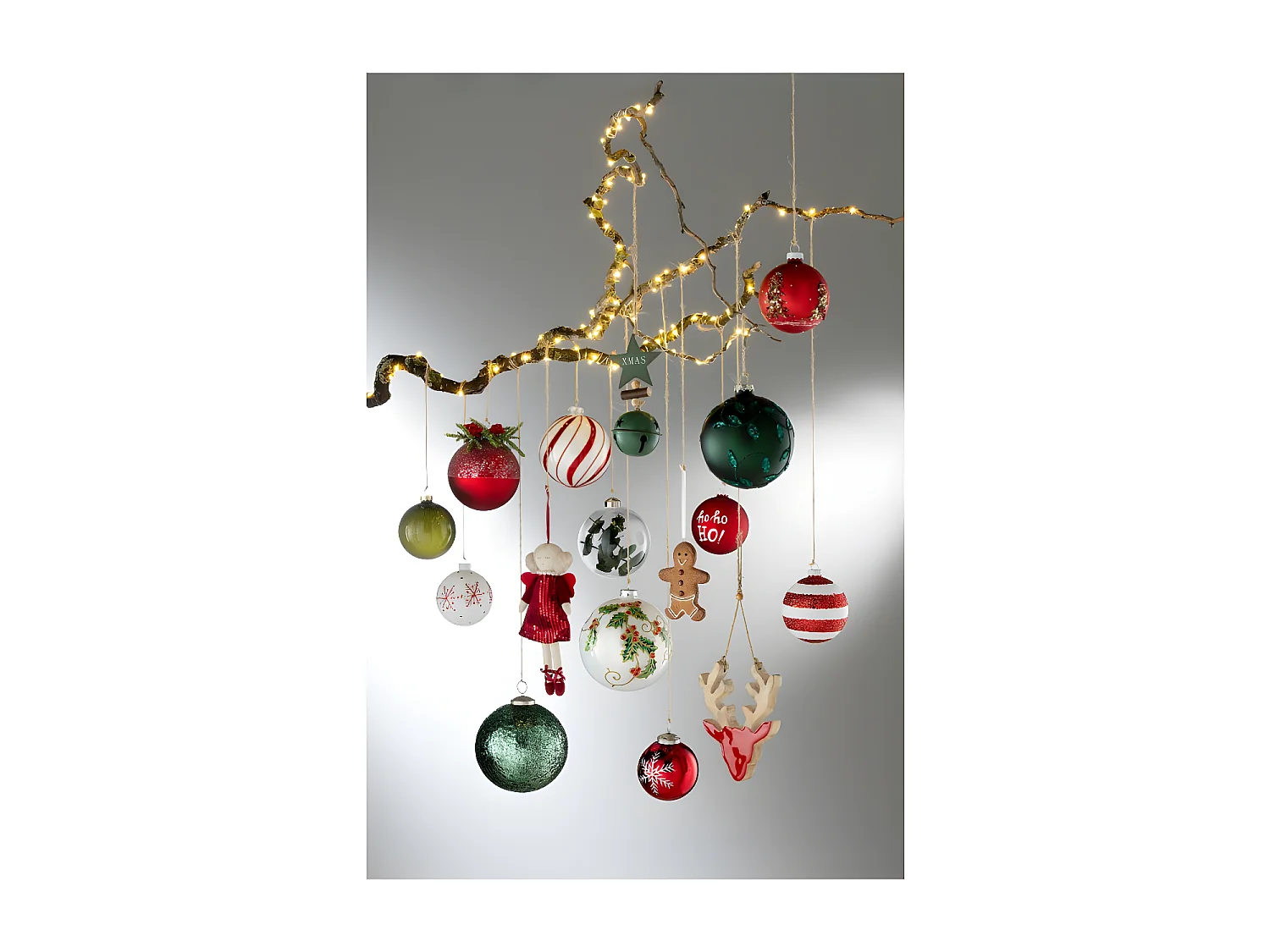 Scatola di 6 palline di Natale in vetro bianco - rosso 8x8x8 cm