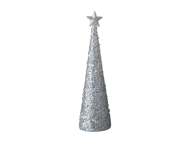 Décoration de Noël Led "Cône & Étoile" 34cm Argent