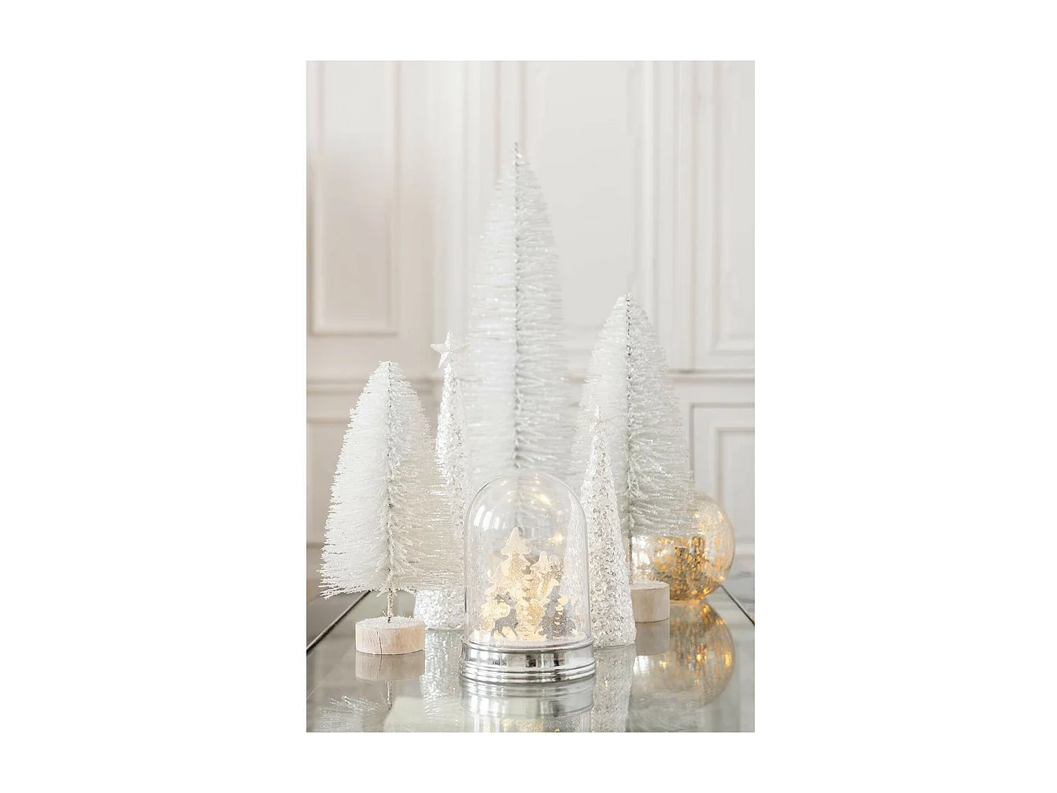 Décoration de Noël Led "Cône & Étoile" 34cm Argent