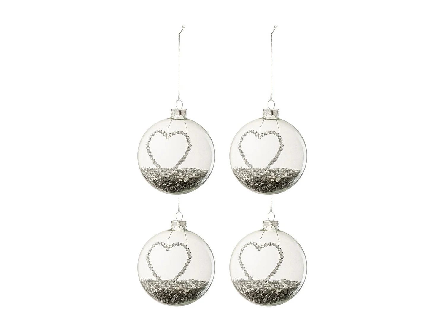 Scatola di 4 palline di Natale in vetro bianco 10x10x10 cm
