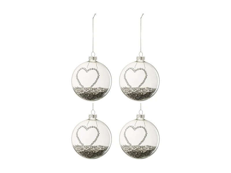 Scatola di 4 palline di Natale in vetro bianco 10x10x10 cm