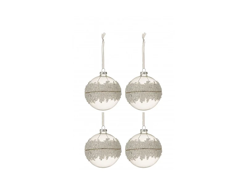 Lot de 4 Boules de Noël "Glace" 10cm Transparent