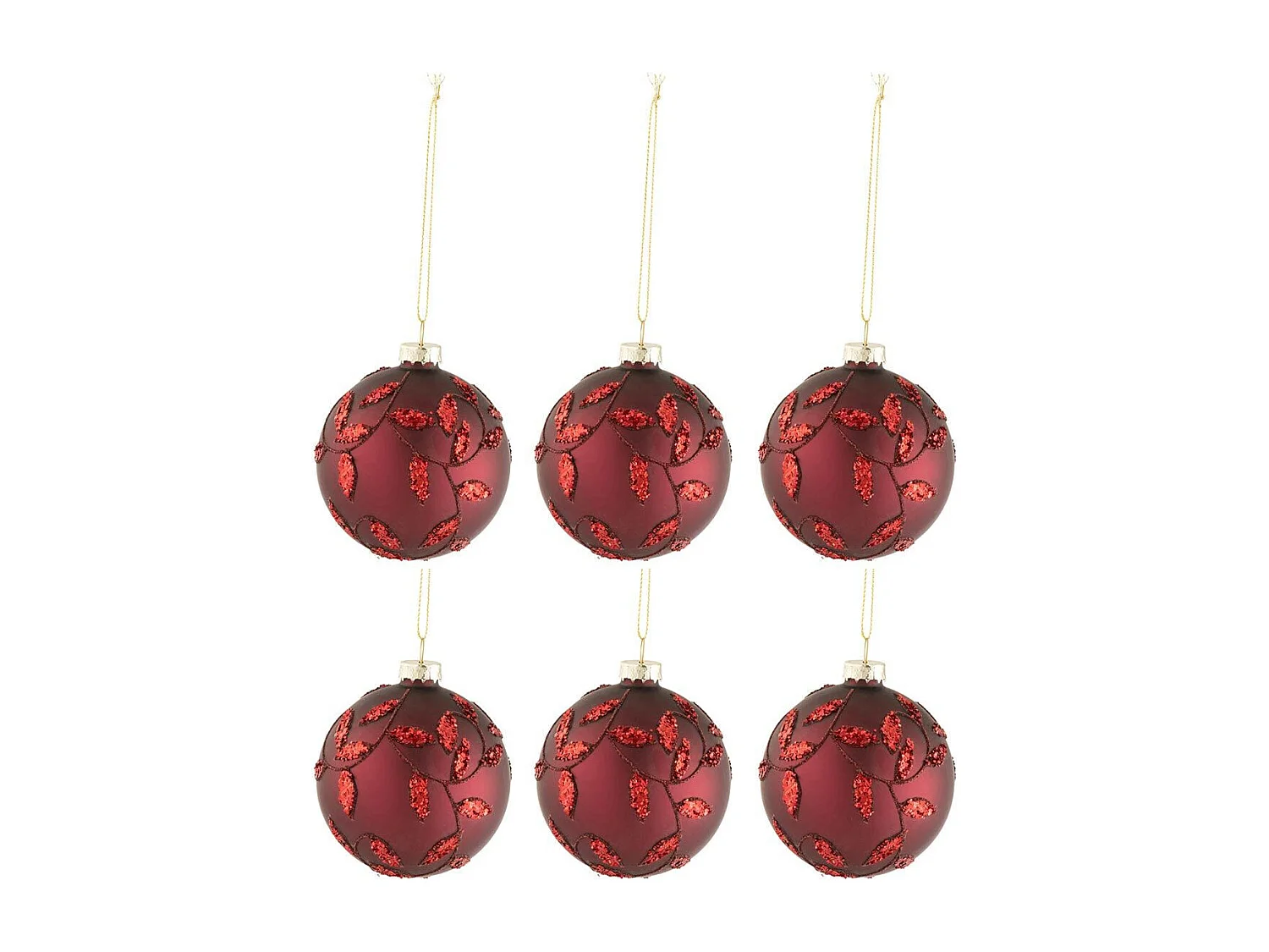 Confezione di 6 ornamenti natalizi in vetro rosso 8x8x8 cm