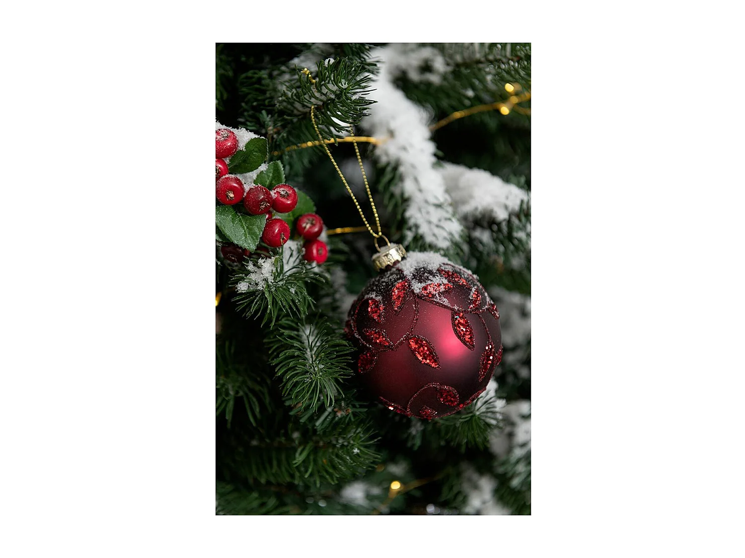 Confezione di 6 ornamenti natalizi in vetro rosso 8x8x8 cm