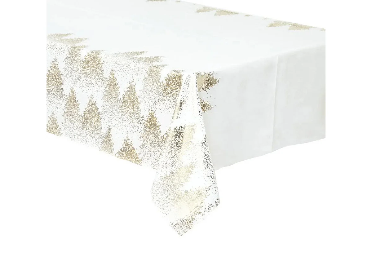 Nappe Imprimée Sapin "Colorama" 140x360cm Blanc & Or
