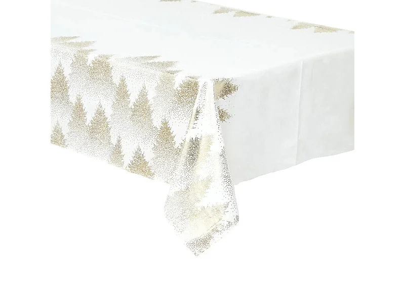 Nappe Imprimée Sapin "Colorama" 140x360cm Blanc & Or