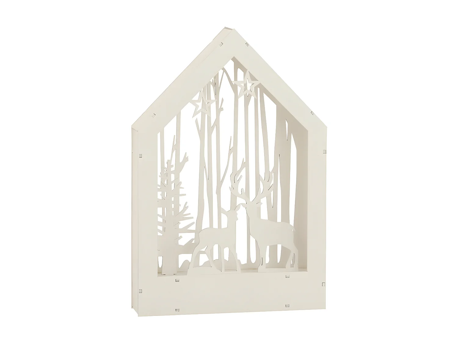 Décoration de Noël Led "Hiver Bois" 35cm Blanc