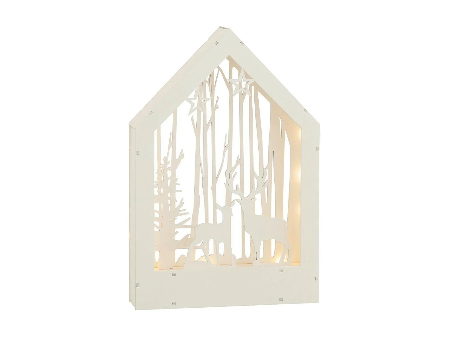 Décoration de Noël Led "Hiver Bois" 35cm Blanc