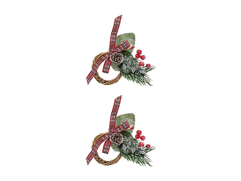 Lot de 2 Ronds de Serviette "Marron Glacé" 9cm Vert