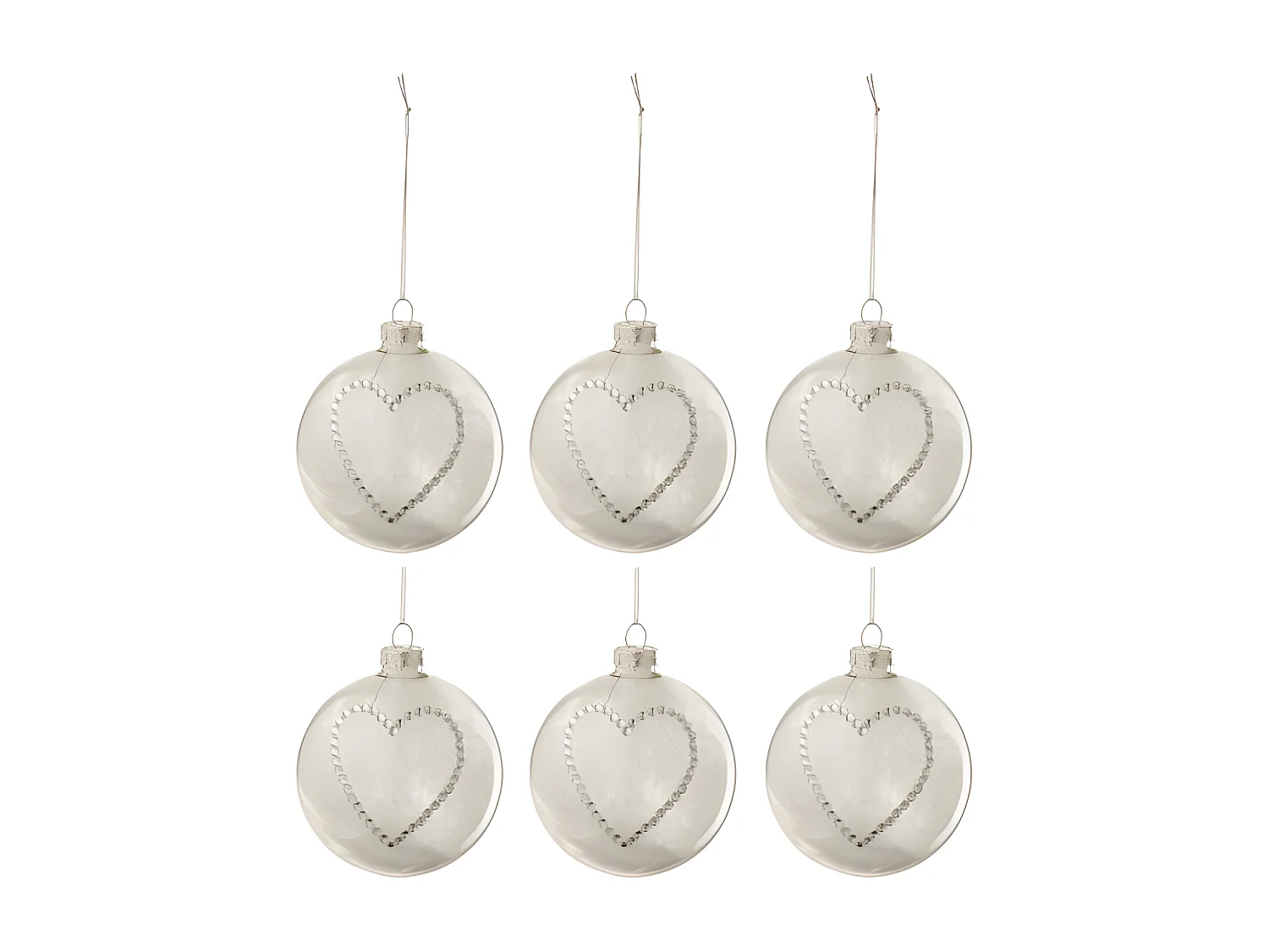 Scatola di 6 palline di Natale in vetro bianco 8x8x8 cm