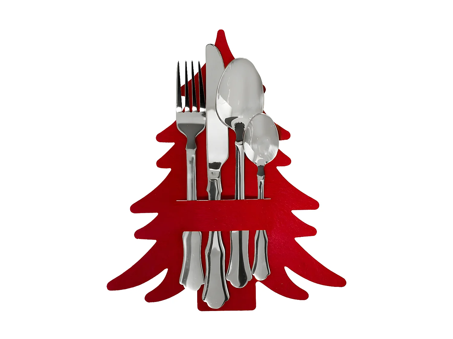 Lot de 4 Porte-Couverts "Sapin" 25cm Rouge