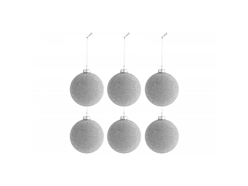 Lot de 6 Boules de Noël Design "Perles" 8cm Naturel