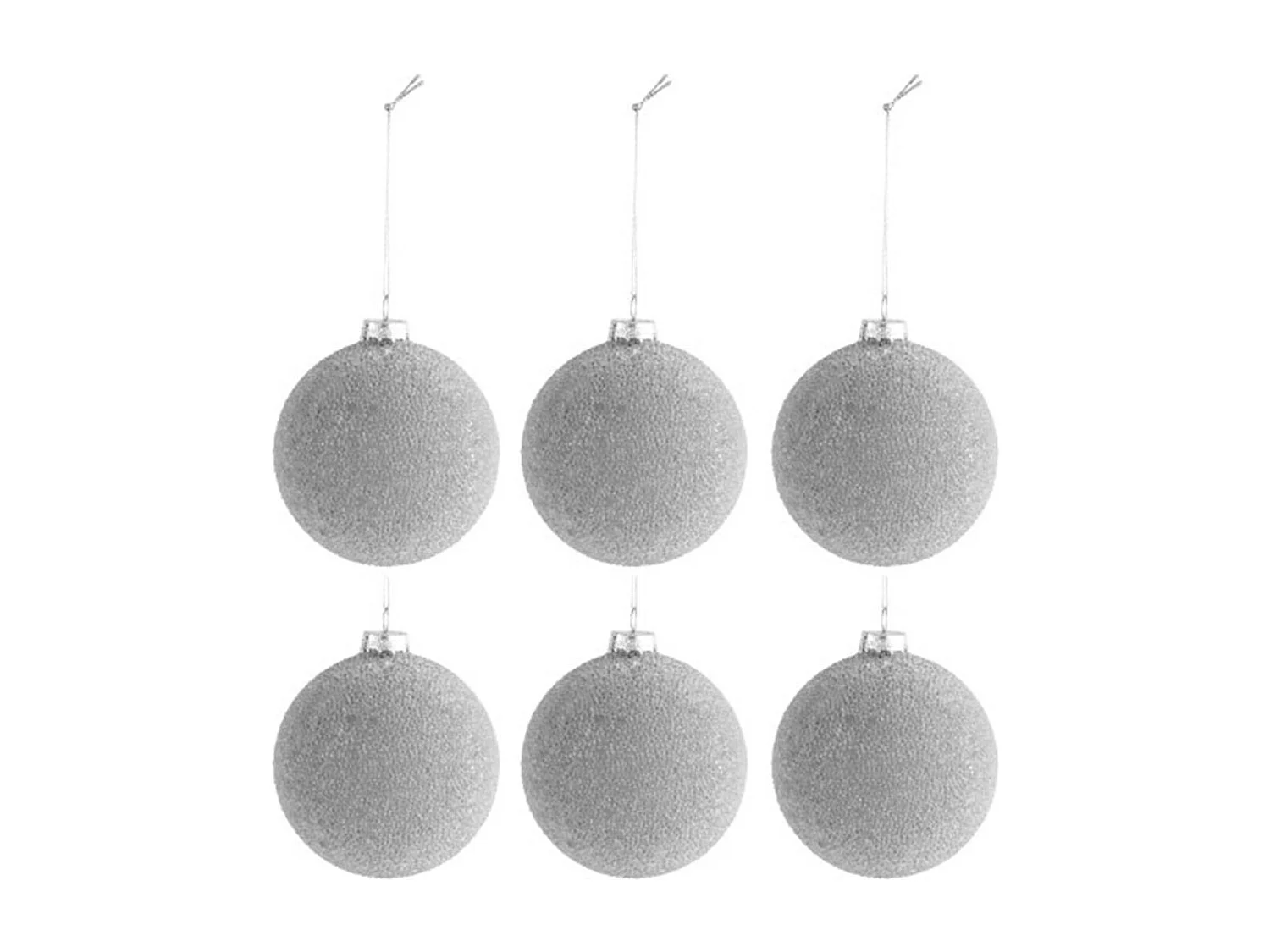 Lot de 6 Boules de Noël Design "Perles" 8cm Naturel