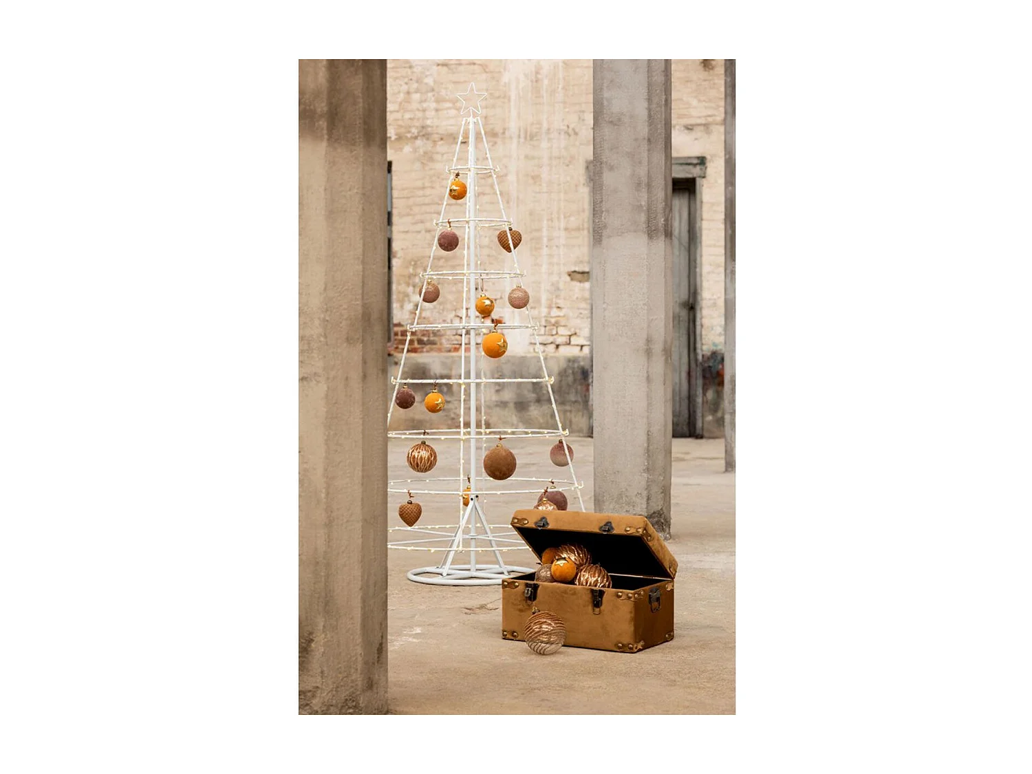 Lot de 6 Boules de Noël Design "Perles" 8cm Naturel