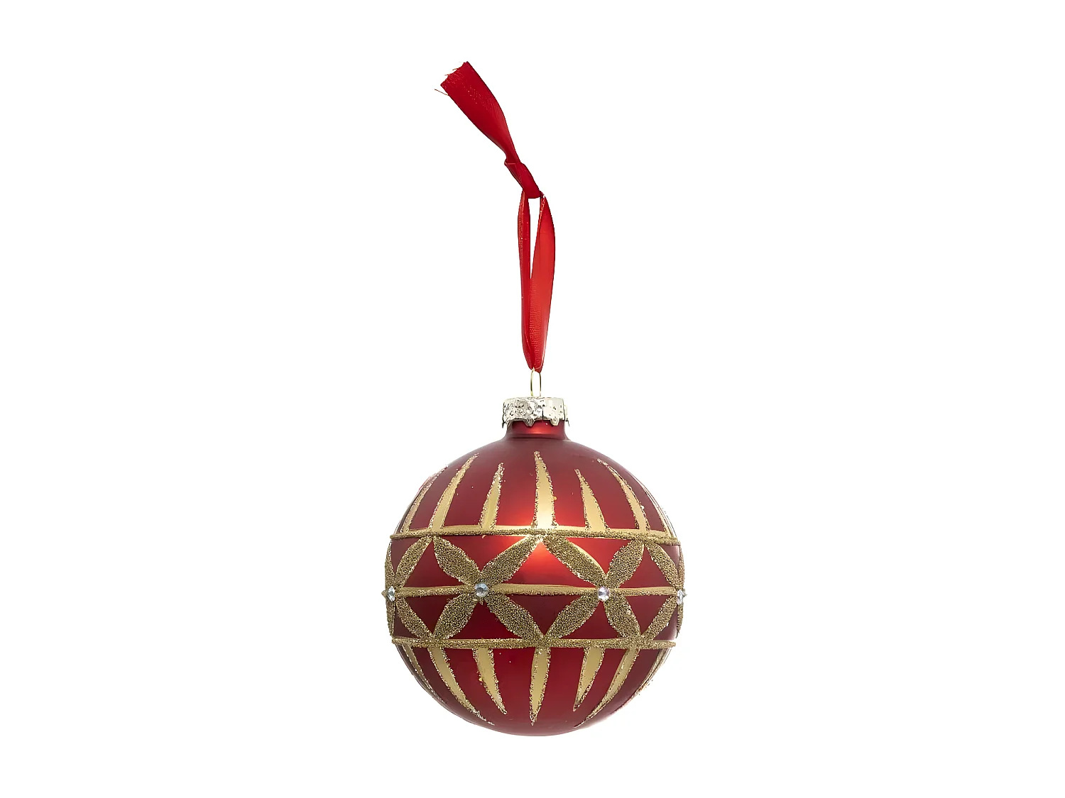 Boule de Noël Strass "Féerie Folk" 8cm Rouge