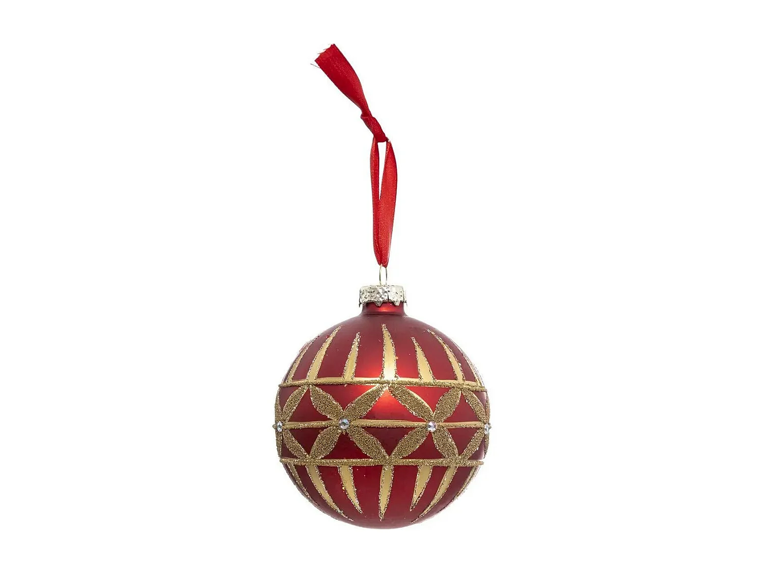 Boule de Noël Strass "Féerie Folk" 8cm Rouge