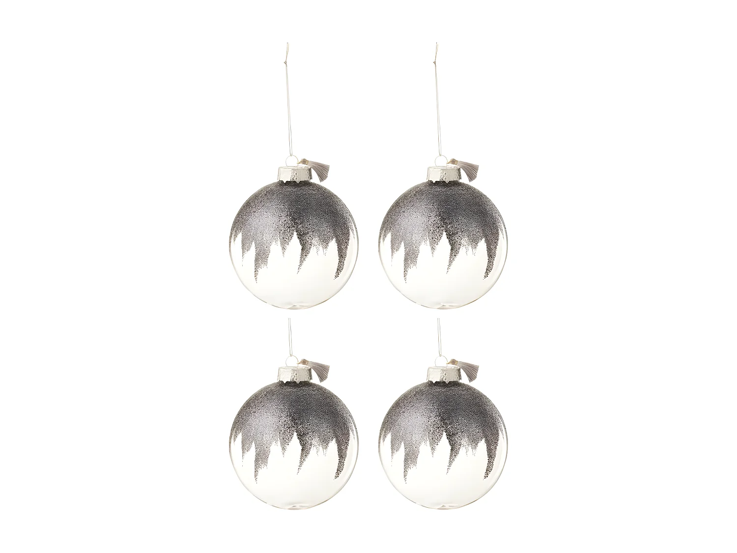 Scatola di 4 palline di Natale in vetro grigio 10x10x10 cm