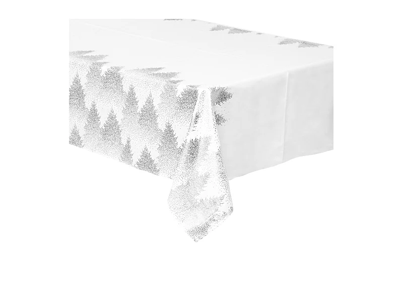Nappe Imprimée Sapin "Colorama" 140x240cm Blanc & Argent