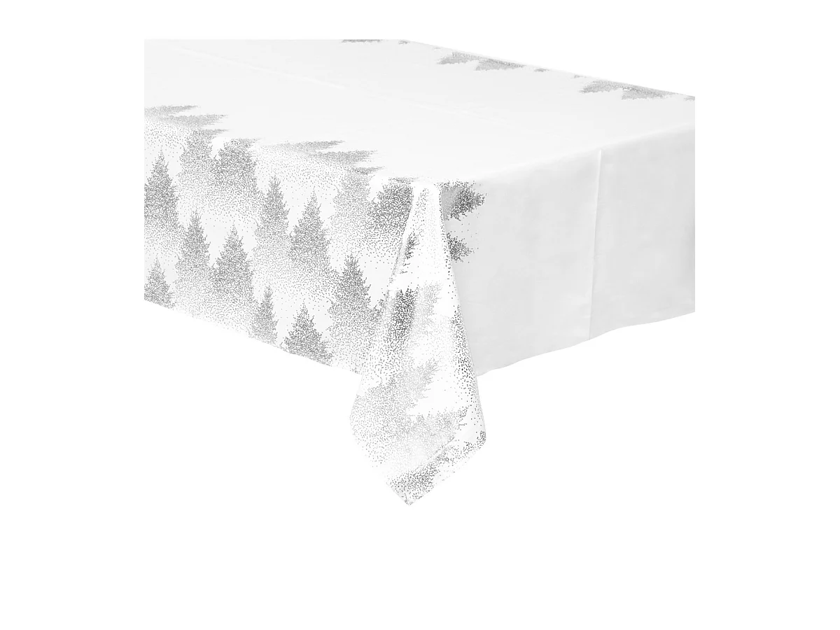 Nappe Imprimée Sapin "Colorama" 140x240cm Blanc & Argent