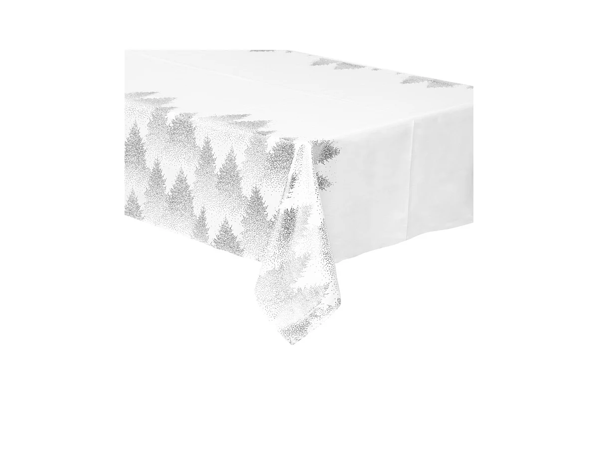 Nappe Imprimée Sapin "Colorama" 140x240cm Blanc & Argent