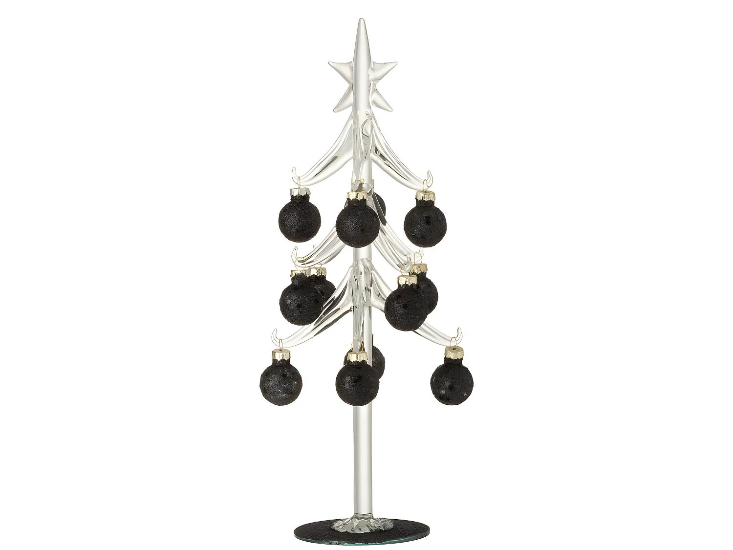Albero di Natale decorativo con palline di vetro nero H30cm