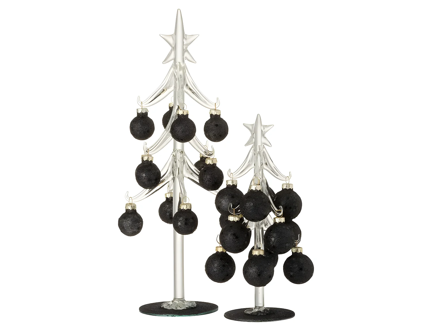 Albero di Natale decorativo con palline di vetro nero H30cm