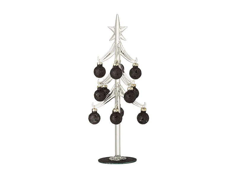 Albero di Natale decorativo con palline di vetro nero H30cm