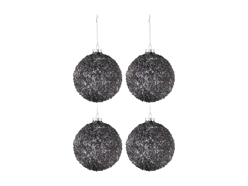 Scatola di 4 palline di Natale in vetro grigio 10x10x10 cm