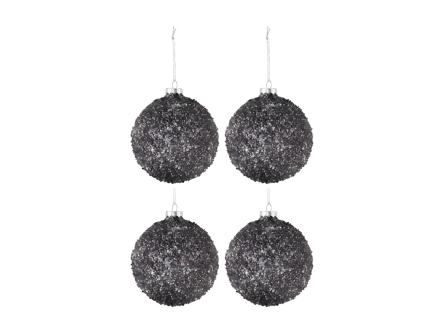 Scatola di 4 palline di Natale in vetro grigio 10x10x10 cm