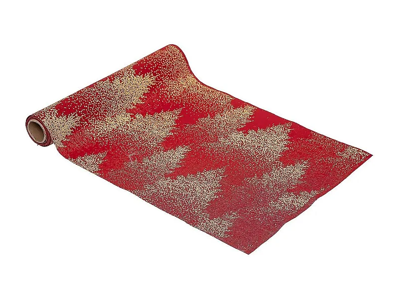 Chemin de Table "Sapin Paillettes" 28x300cm Rouge