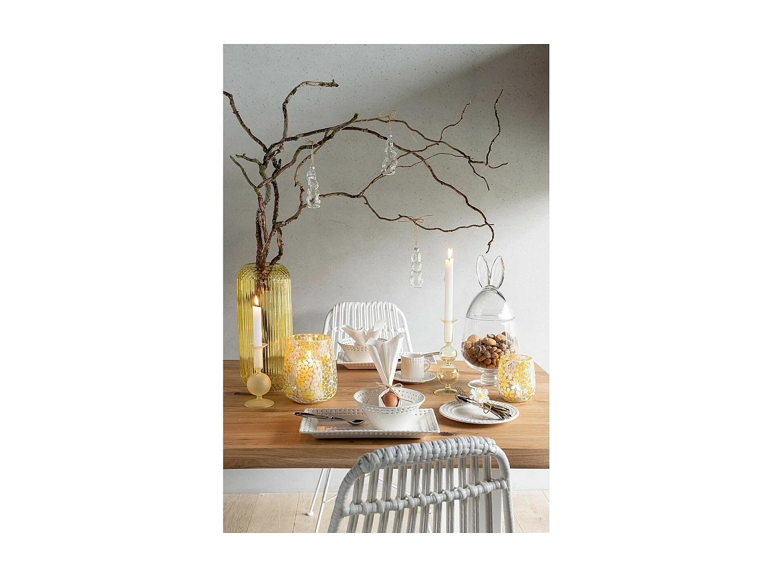 Lot de 4 Sujets à Suspendre en Verre "Lapin" 10cm Transparent