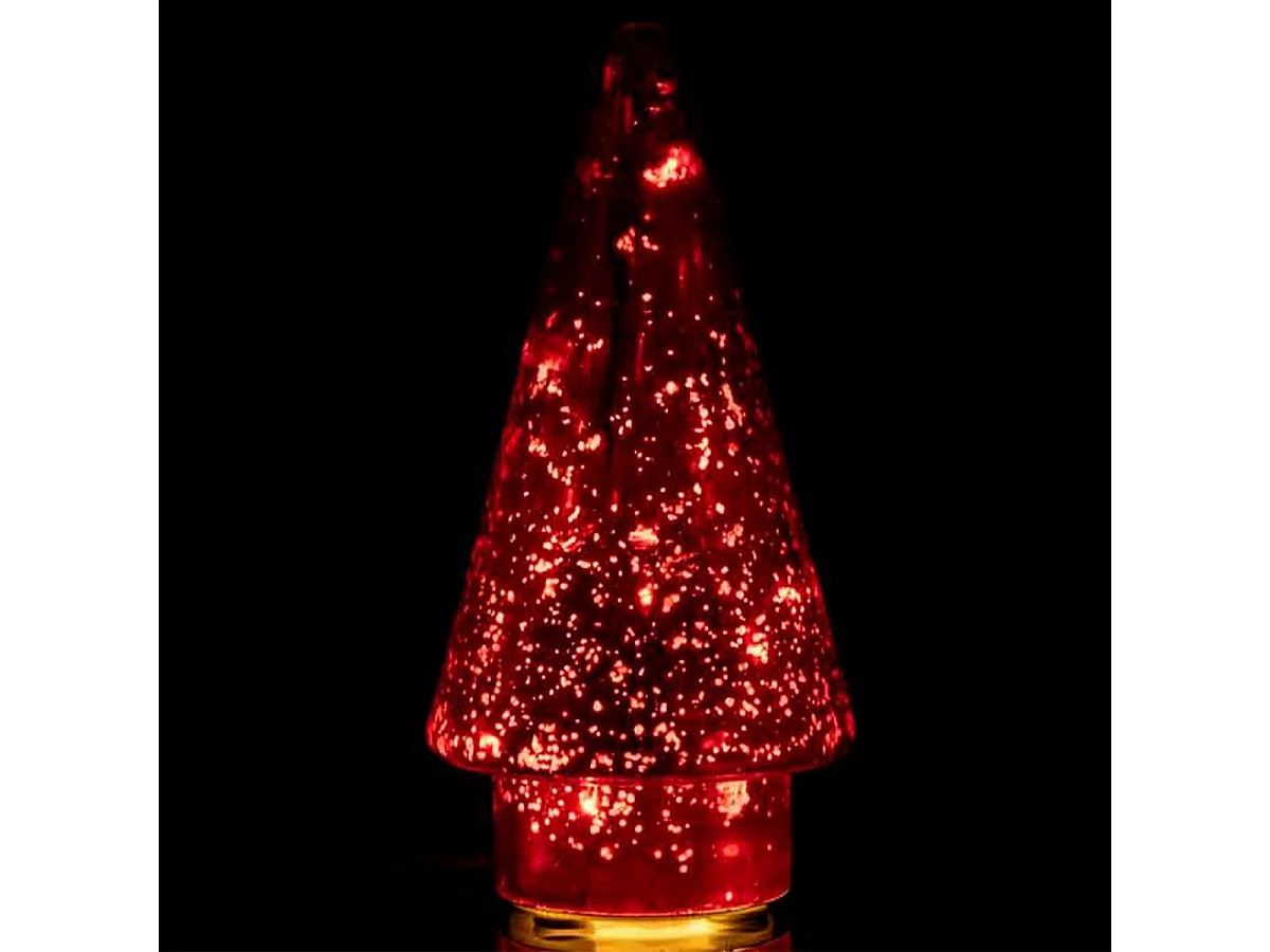 Sapin de Noël en Verre "Led" 19cm Rouge
