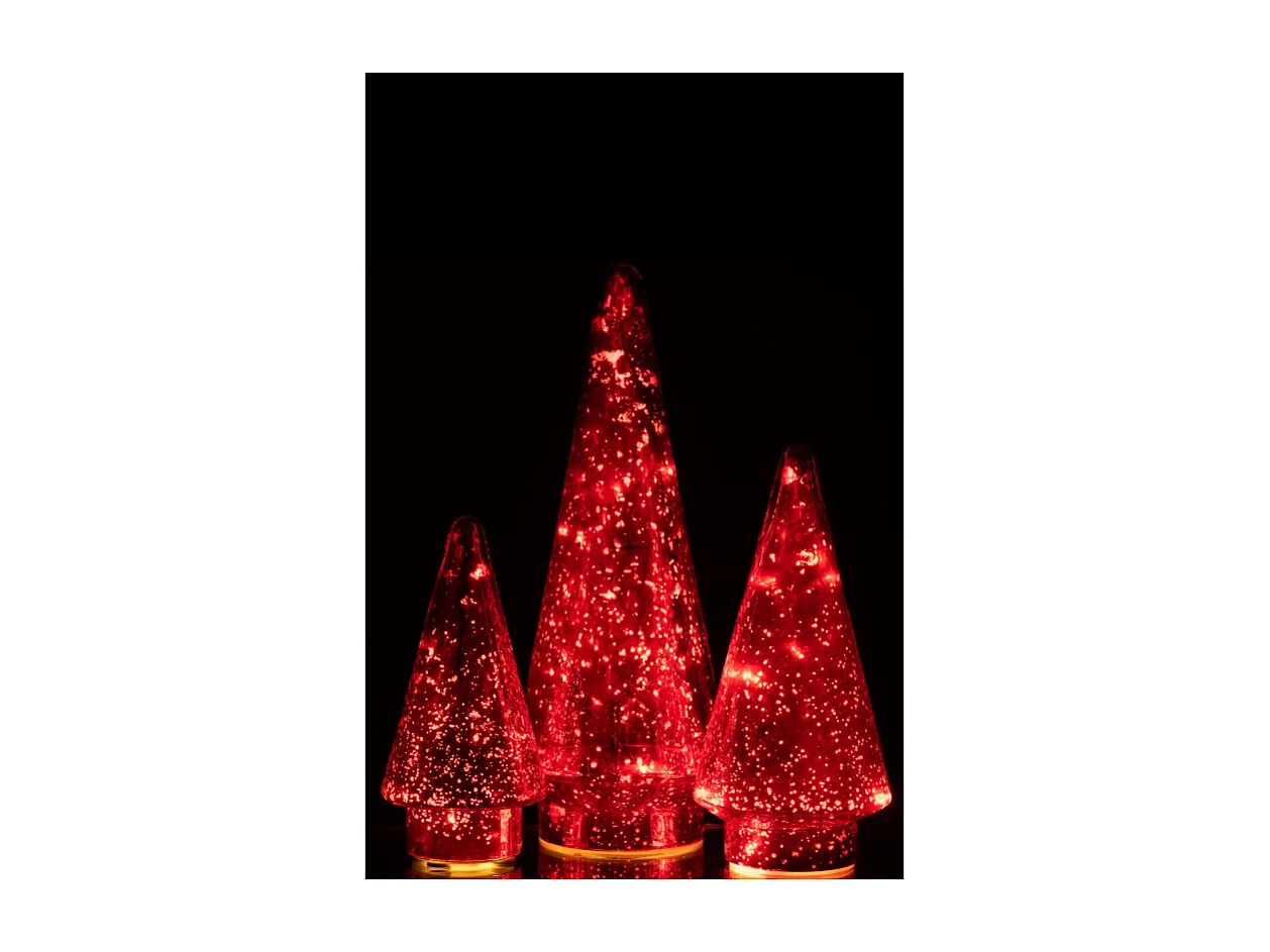 Sapin de Noël en Verre "Led" 19cm Rouge