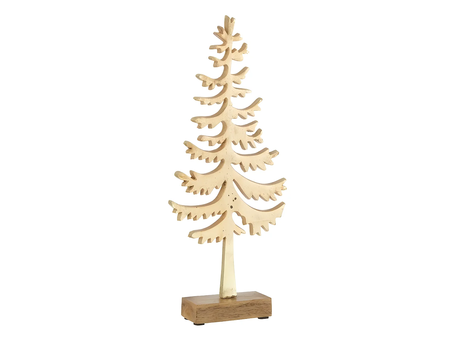 Albero di Natale decorativo in alluminio dorato 16x4.5x36 cm