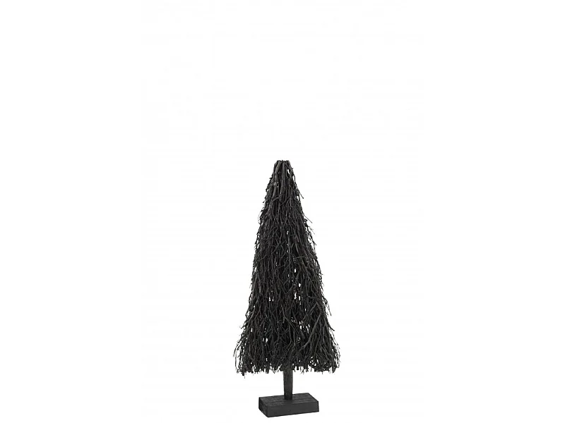 Árbol de Navidad decorativo con luces LED de madera negra de 37x15x90.5 cm
