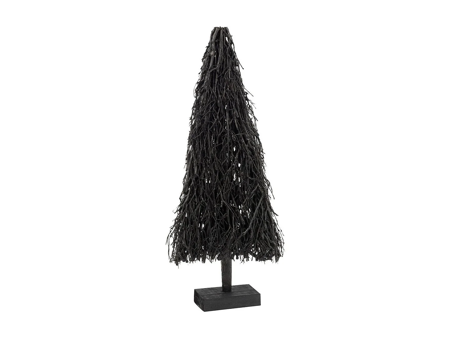 Árbol de Navidad decorativo con luces LED de madera negra de 37x15x90.5 cm
