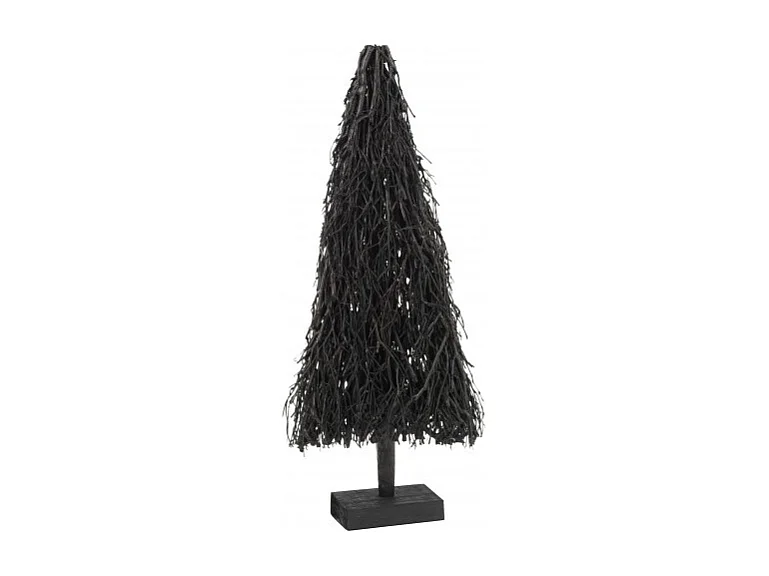 Árbol de Navidad decorativo con luces LED de madera negra de 37x15x90.5 cm